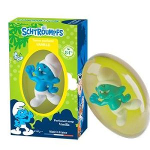 Le comptoir du bain - Les schtroumpfs savon parfumé vanille + 1 figurine costaud  - 80g