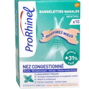 Prorhinel - Bandelettes nasales menthol - 10 bandelettes