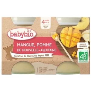 Babybio - Mangue, pomme d'Aquitaine - dès 4 mois - 2 x 130 g