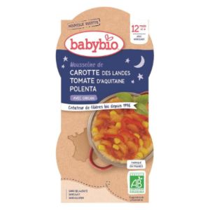 Babybio - Mousseline de carotte des Landes, tomate polenta origan - dès 12 mois - 2 x 200 g