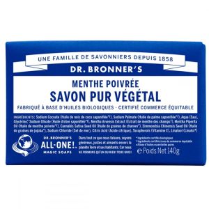 Dr. Bronner's - Pain de savon Pure végétal Menthe poivrée - 140g