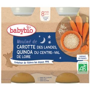 Babybio - Mouliné de Carotte des Landes, Quinoa - dès 8 mois - 2x200g
