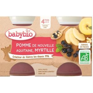 Babybio - Pomme d'Aquitaine Myrtille - dès 4 mois - 2x130g