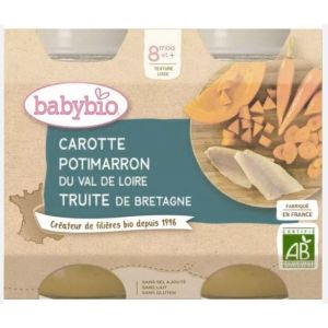 Babybio - Carotte, Potimarron Truite de Bretagne dès 8 mois - 2x200g