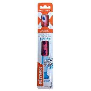 Elmex - Brosse à Dents Enfants 3-6 Ans - Souple Avec Ventouse