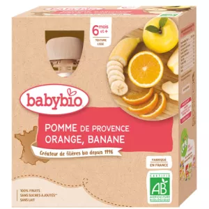 Babybio - Pomme d'Aquitaine Orange & Banane dès 6 mois - 4x90g