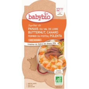 Babybio - Panais, Courge butternut, Canard fermier du Poitou, Polenta - dès 12 mois - 2x200g