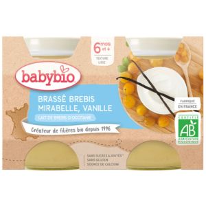 Babybio - Brassé brebis mirabelle, vanille - 2x130g