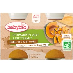Babybio - Potimarron vert & butternut - dès 4 mois - 2 x 130 g