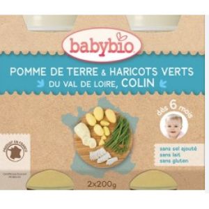 Babybio - Haricots verts de Vendée Pomme de terre, Colin - dès 6 mois - 2x200g