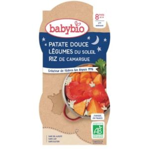 Babybio - Patate douce, légumes du soleil, riz de Camargue - dès 8 mois - 2 x 200 g