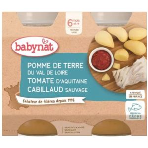 Babybio - Pomme de terre du Val de Loire Tomate & Cabillaud - dès 6 mois - 2x200g