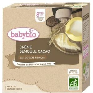 Babybio - Crème Semoule Cacao - 4x85g
